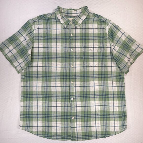 Weatherproof Vintage Men's Linen Woven Shirt, Green/Navy Plaid, Sz XXL-GUC‎ - Picture 1 of 6